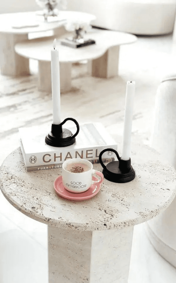 Hexago Light Travertine Coffee Tables Set of 2